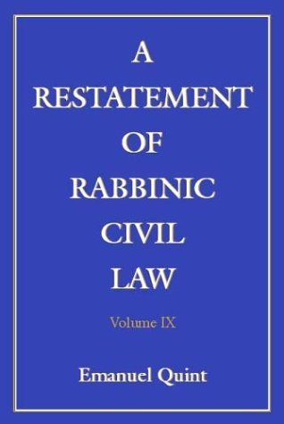 Cover for A Restatement of Rabbinic Civil Law: Volume IX