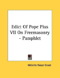 Cover for Edict of Pope Pius VII on Freemasonry